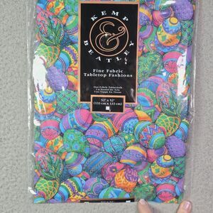 Kemp Beatley Fine Fabric Tabletop Fashions 52"x 52" Square Jeweled Easter Eggs
